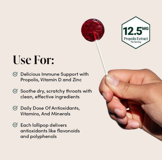 Beekeeper's Naturals Propolis Throat
Soothing Pops - 15ct: Drug-Free, Artificial Flavor-Free, Honey Based Lollipops