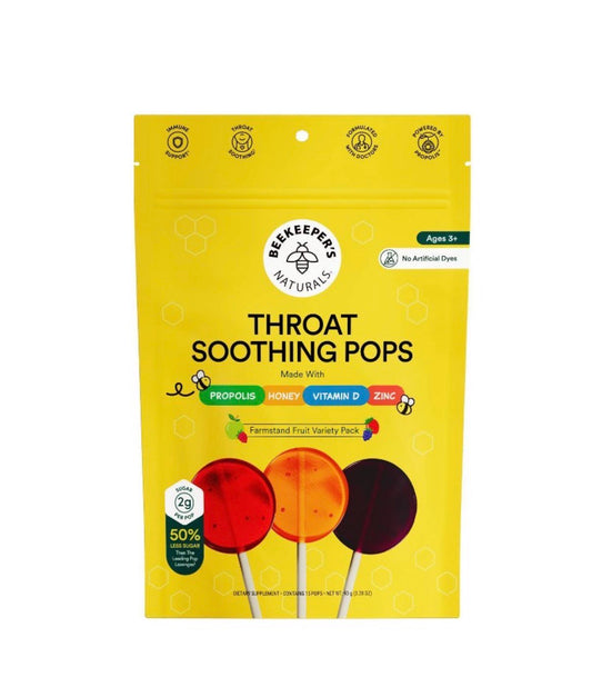 Beekeeper's Naturals Propolis Throat
Soothing Pops - 15ct: Drug-Free, Artificial Flavor-Free, Honey Based Lollipops